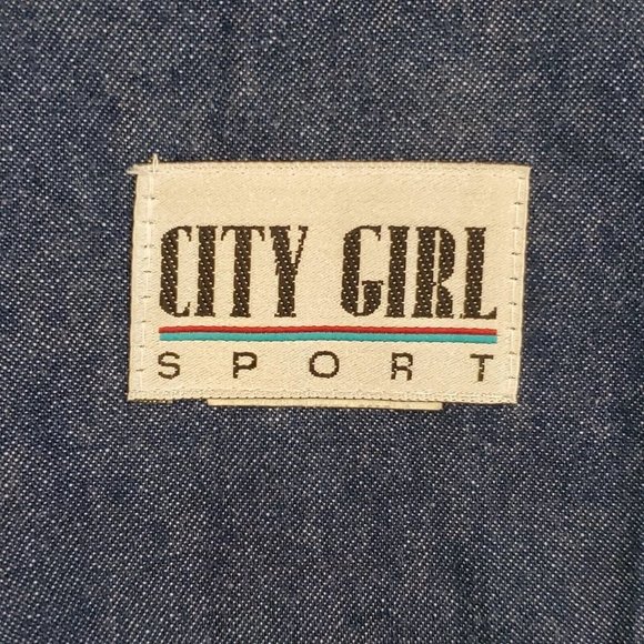 Vintage 80s 90s Denim Jean Western Studded Jacket Gold Floral Shoulders - Picture 8 of 8